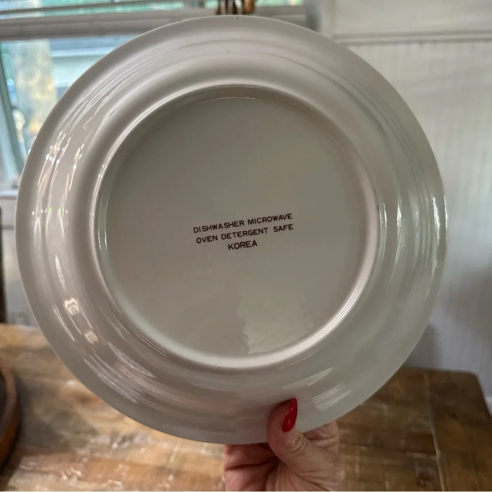 Vintage Cherry Pie & Apple Pie Ceramic Pie Plates - Red Trim